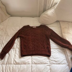 Pink Rose Women's Cable Knit Sweater - Dark Brown